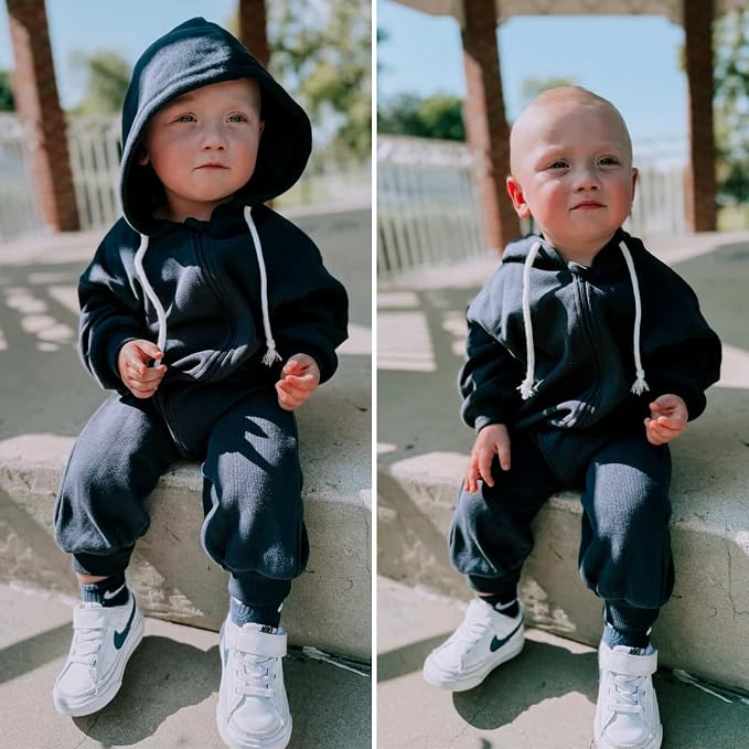 Unutiylo Unisex Baby Boys Girls Long Sleeve Infant Baby Zipper Hooded Jumpsuits - Image 2