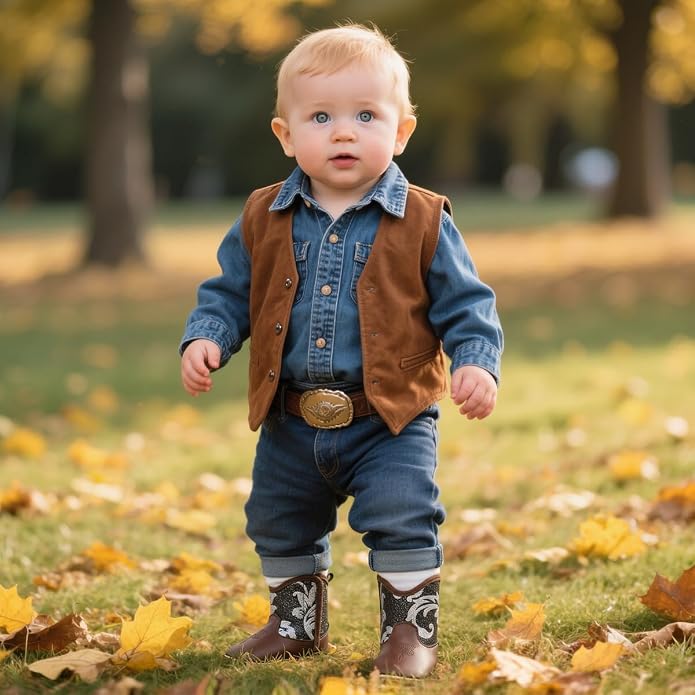 HsdsBebe Baby Boys Girls Western Cowboy Boots Infant Moccasins High Top Booties - Image 2