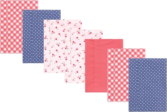 Luvable Friends Hudson Baby Flannel Burp Cloths 7pk, Sweet Cherries by Luvable+Friends