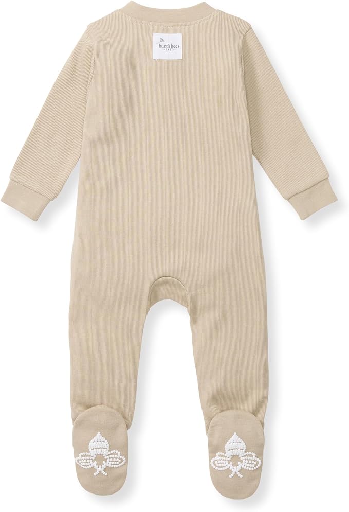 Burt's Bees Baby Boys' Organic Cotton, Sleep and Play Footed Pajamas | Easy zip - Image 2