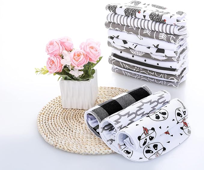 Baby Burp Cloths & Baby Bibs 2-in-1 Design Large Size 3 Layers Thicken Cotton - Image 6