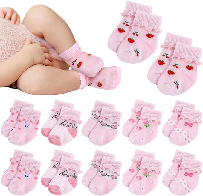 Toulite 12 Pair Preemie Newborn Baby Socks by Toulite