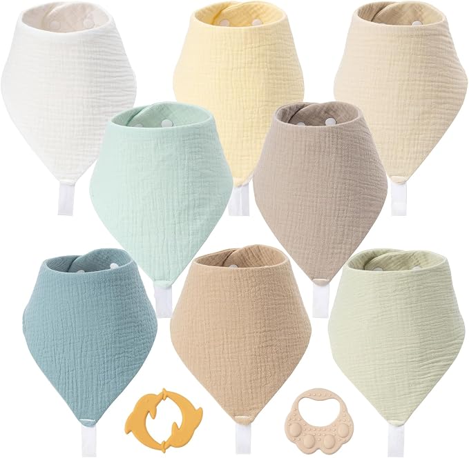 8-Pack Muslin Baby Bibs for Drooling and Teething | Soft& Absorbent, 100% Cotton by Unknown