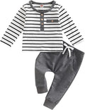 Toddler Baby Boy Clothes Solid Color Long Sleeve Crewneck Sweatshirt Top Casual Pants Set 2Pcs Fall Winter Outfits