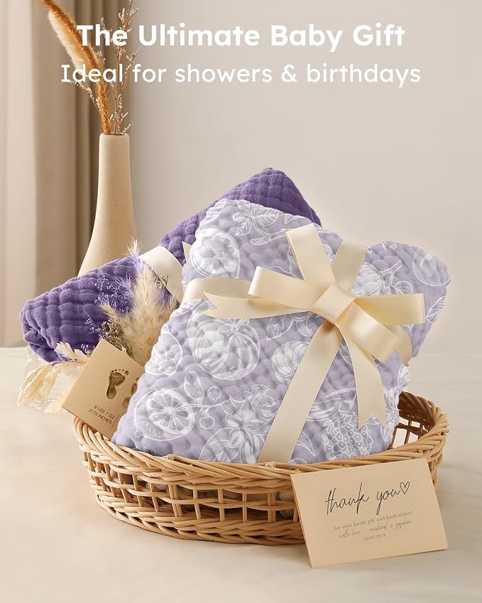 Yoofoss Hooded Baby Towels for Newborn 2 Pack 100% Muslin Organic Cotton Baby - Image 5