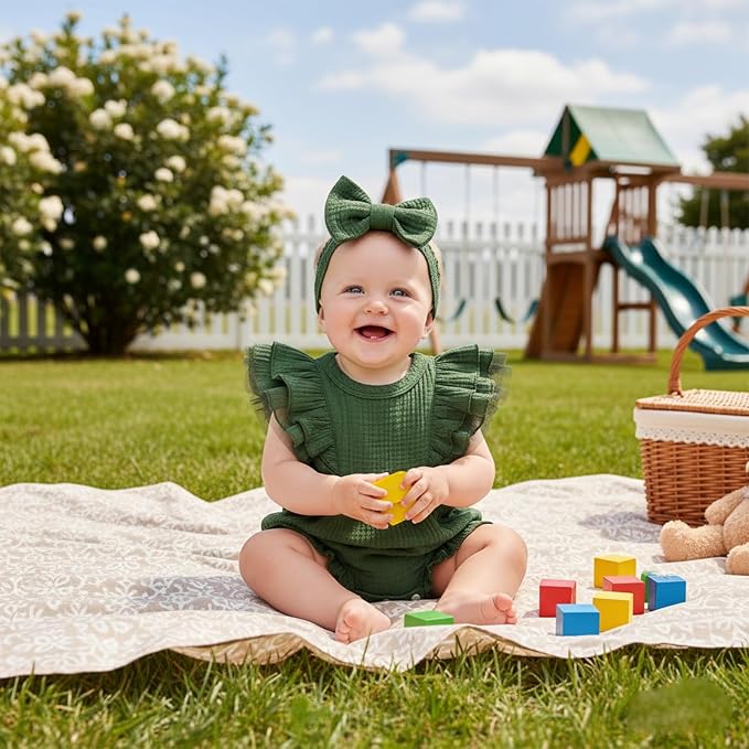 TITKKOP Ruffle Bubble Romper for Baby Girl | One-Piece Shorts Jumpsuit | Summer - Image 2