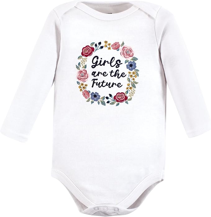 Hudson Baby Baby Girls' Cotton Long-sleeve Bodysuits 3-pack - Image 3