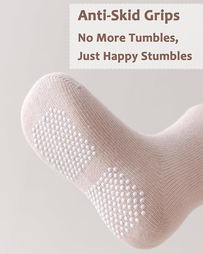 Baby Knee High Socks Toddler Seamless Cotton Non Slip Long Socks 3/5 Pairs - Image 5
