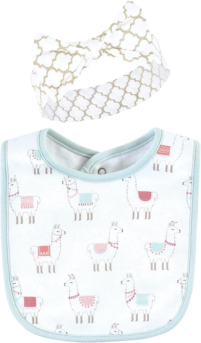 Hudson Baby Unisex Baby Cotton Bib and Headband Set - Image 4