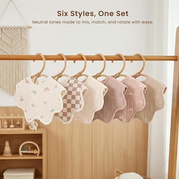 Konssy 6-Pack Muslin Baby Bandana Bibs, Drool Bibs - Image 7