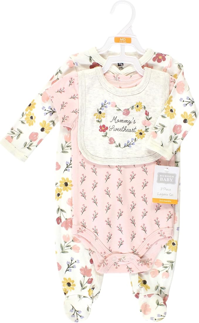 Hudson Baby Unisex Cotton Sleep and Play, Bodysuit and Bandana Bib Set - Image 2
