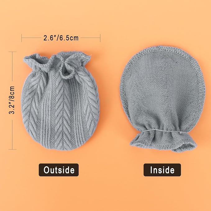 AQOKKA Newborn Baby Mittens No Scratch Cotton Elastic Wrist Gloves Infant - Image 2
