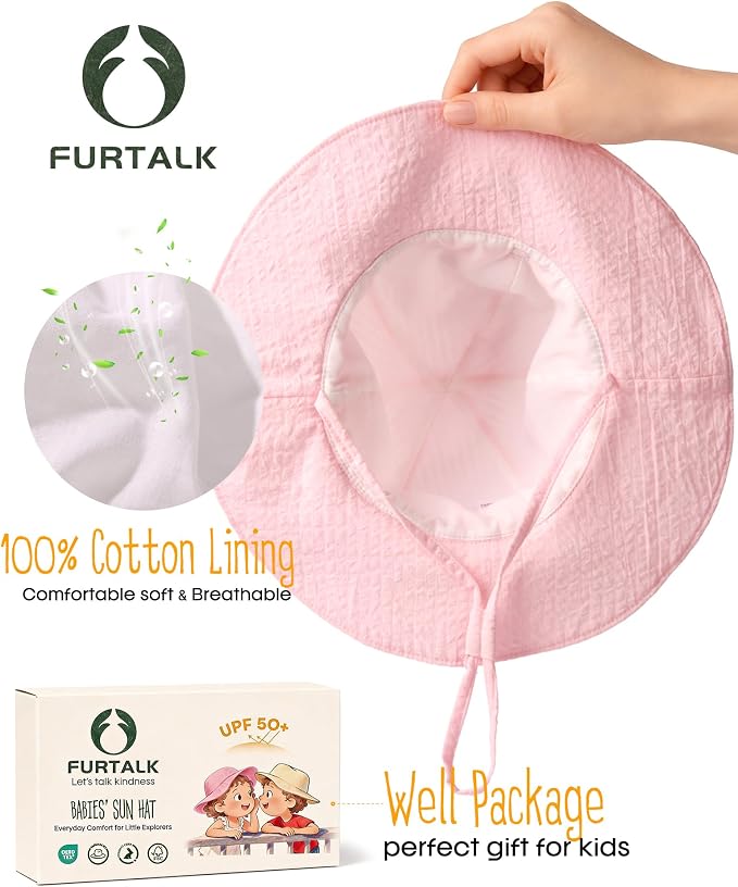 FURTALK 3 Pack Baby Sun Hat Toddler Beach Hat Girls UPF 50+ Wide Brim Infant - Image 5