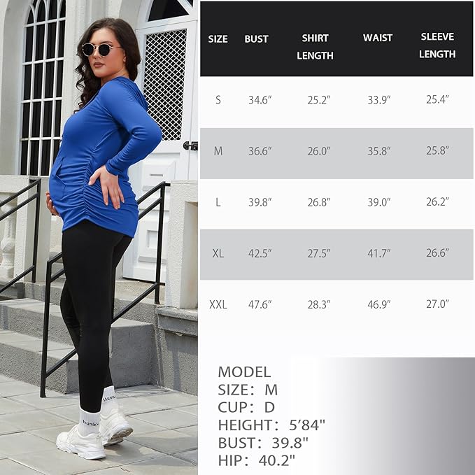 GINKANA Maternity Hoodie Long Sleeves Shirts Casual Maternity Top Pregnancy Sweatshirt Casual Clothes