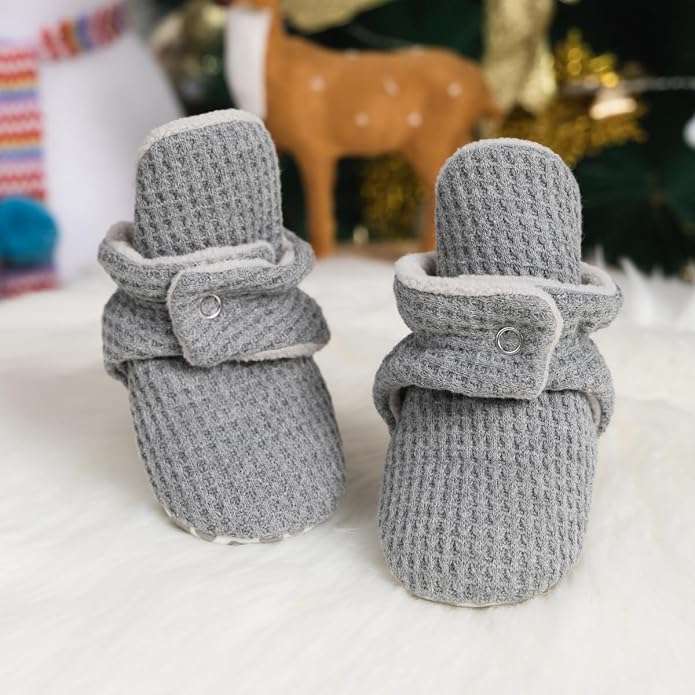 Sawimlgy Newborn Infant Baby Girl Boy Cotton Booties Stay On Sock Slippers Soft - Image 3
