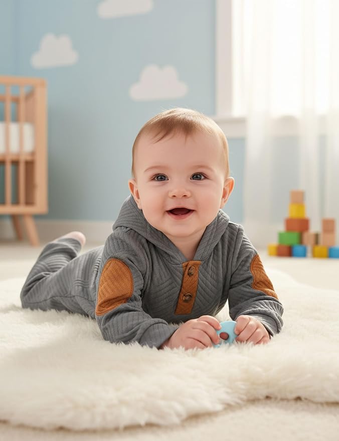 Fommy Baby Boy Clothes Colorblocked Long Sleeve Hoodie + Long Pants 2PCS Fall - Image 3