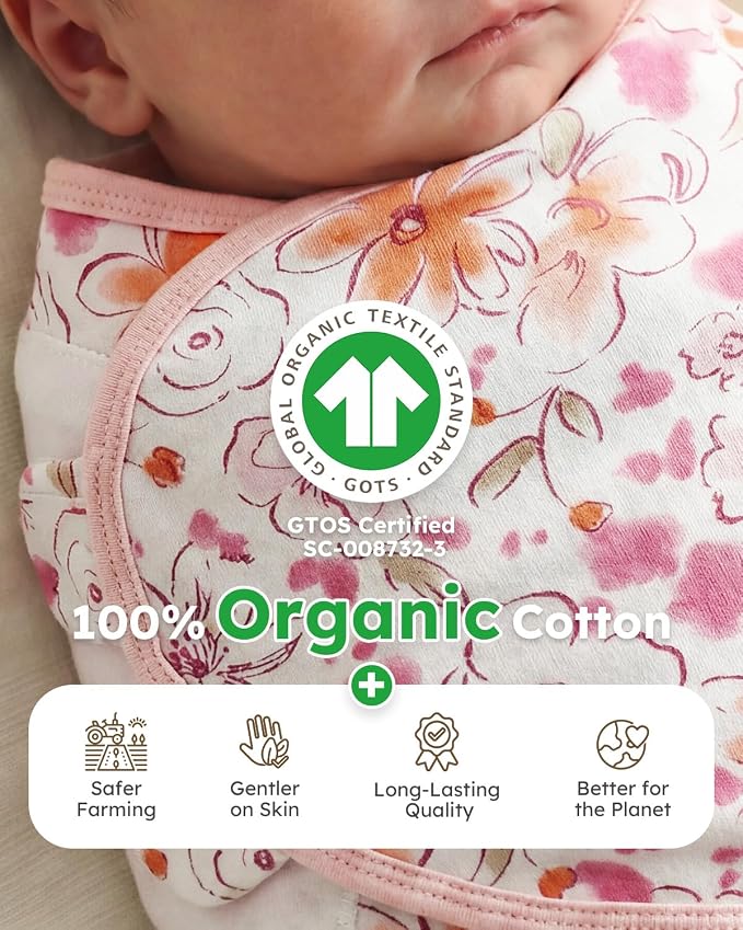 Yoofoss Baby Swaddles for Newborns 100% Organic Cotton, 0-3 Months 2 Zippers - Image 3