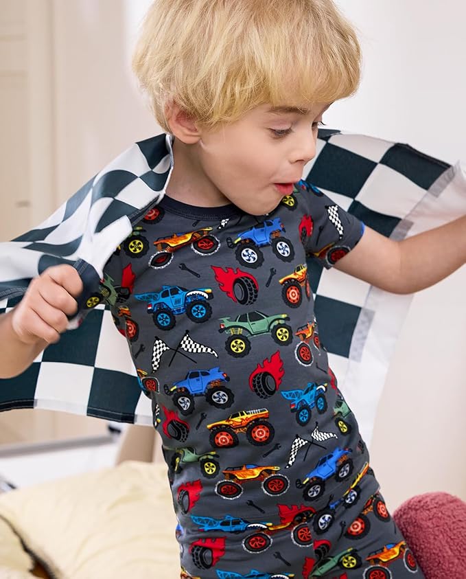 babee Reshinee Bamboo Viscose Toddler Boys Pajamas Set, Short Sleeve Kids - Image 2