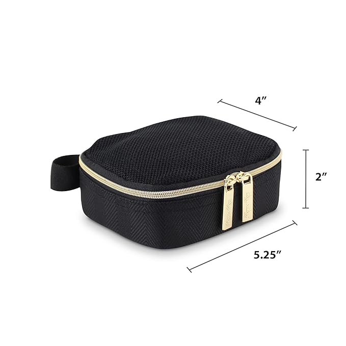 Itzy Ritzy Packing Cubes For Travel – Set of 3 Packing Cubes or Travel Organizers; Each Cube Features a Mesh Top, Double Zippers and a Fabric Handle (Black with Gold Hardware)