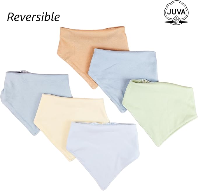 JUVA Baby Bandana Drool Bibs 6pk, Organic Cotton, Absorbent & Reversible | 100% - Image 3