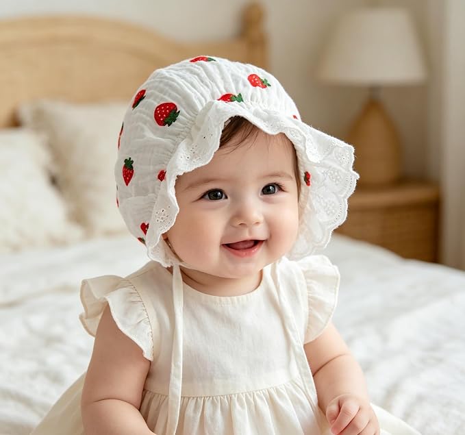Baby-Girl Soft Breathable-Bonnet Newborn-Infant-Eyelet-Beanie Lace-Sun-Hat | - Image 7