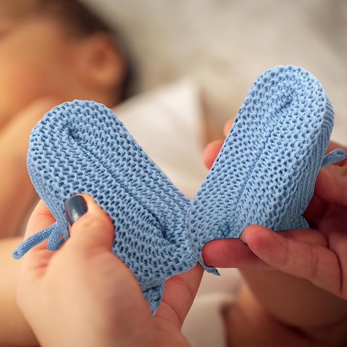 Evervibe 3 Pair Knitted Baby Booties | 100% Cotton, 0-6 Months Newborn - Image 7