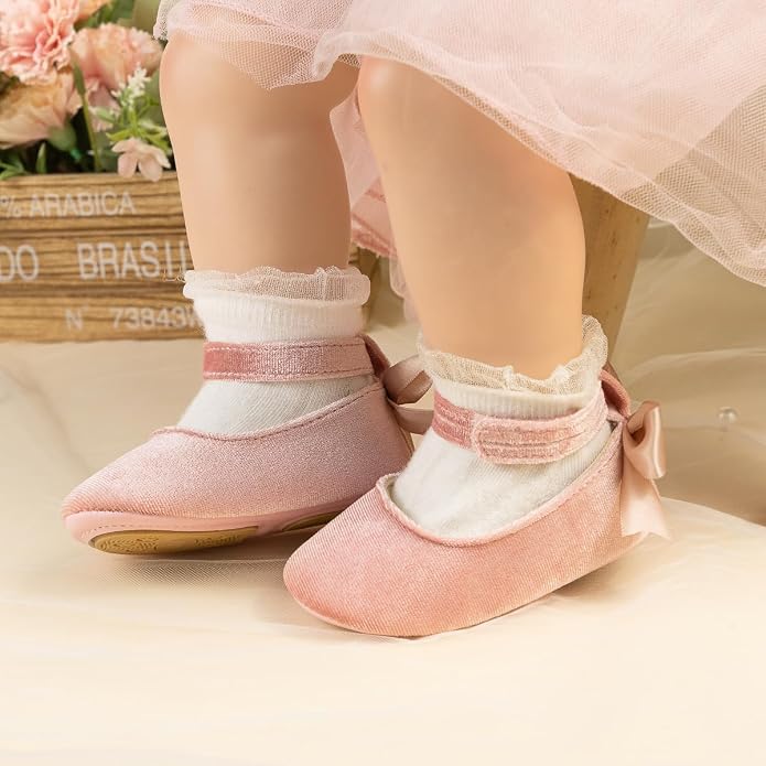 KIDSUN Infant Baby Girls Mary Jane Shoes Non-Slip Rubber Sole Ballet Slippers - Image 5