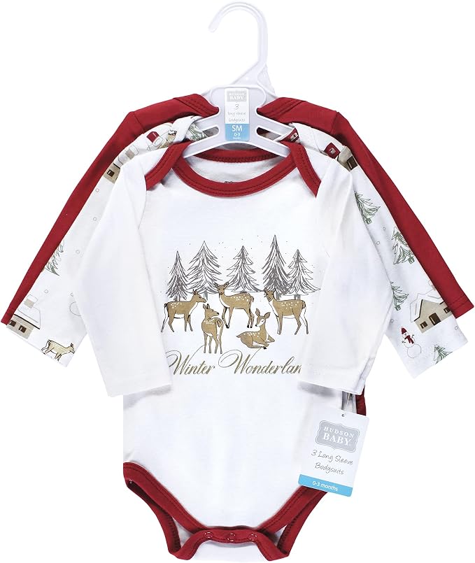 Hudson Baby Baby Girls' Cotton Long-sleeve Bodysuits 3-pack - Image 2