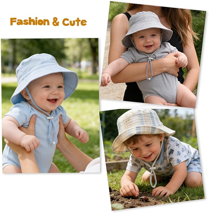 Baby Sun Hat Infant Toddler Summer Cotton Yarn Bucket Hat - Image 7