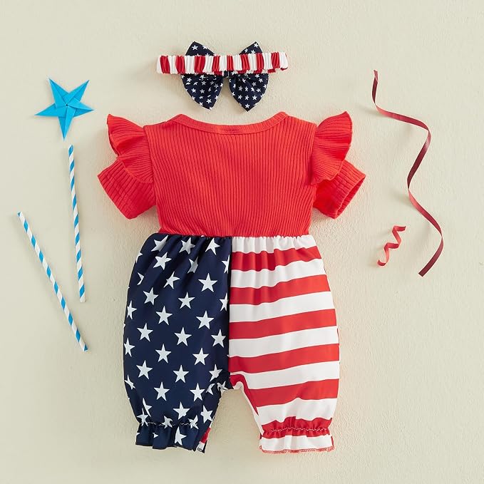 YINGISFITM Newborn Baby Girl Summer Clothes Short Sleeve Bubble Romper Bow - Image 6
