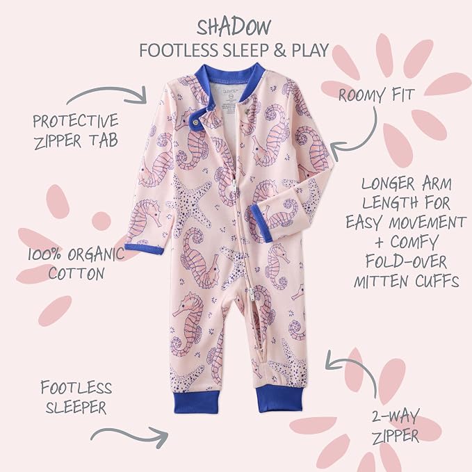 Butterblu Shadow Sleep & Play 100% Cotton Footless Two Way Zip Front PJs - Image 2