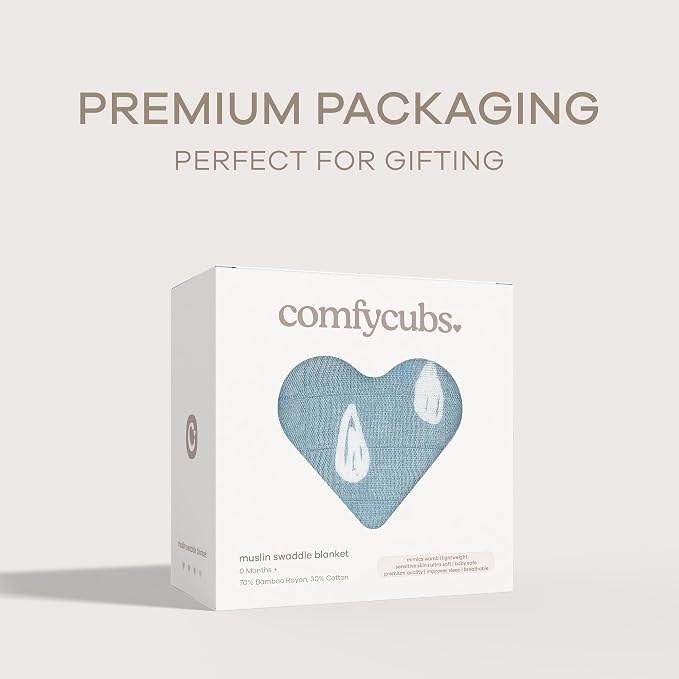 Comfy Cubs Muslin Swaddle Blankets Pack of 1, 47 x 47 Inch Soft Cotton Baby - Image 4
