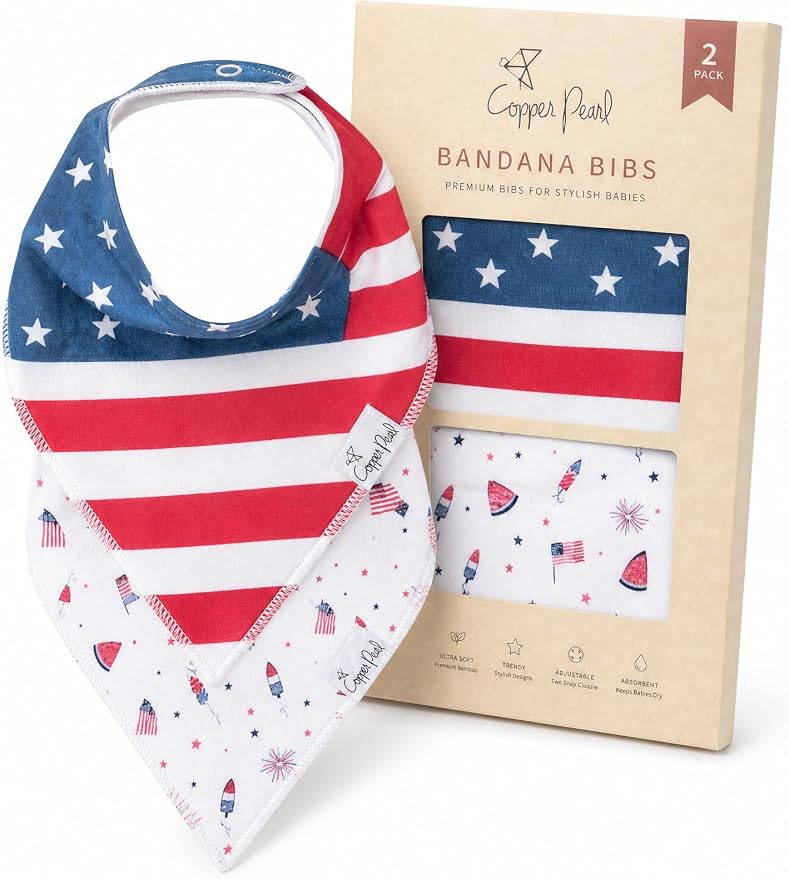 Copper Pearl Baby Bibs 4 Pack, Printed Bandana Drool Bibs by CopperPearl