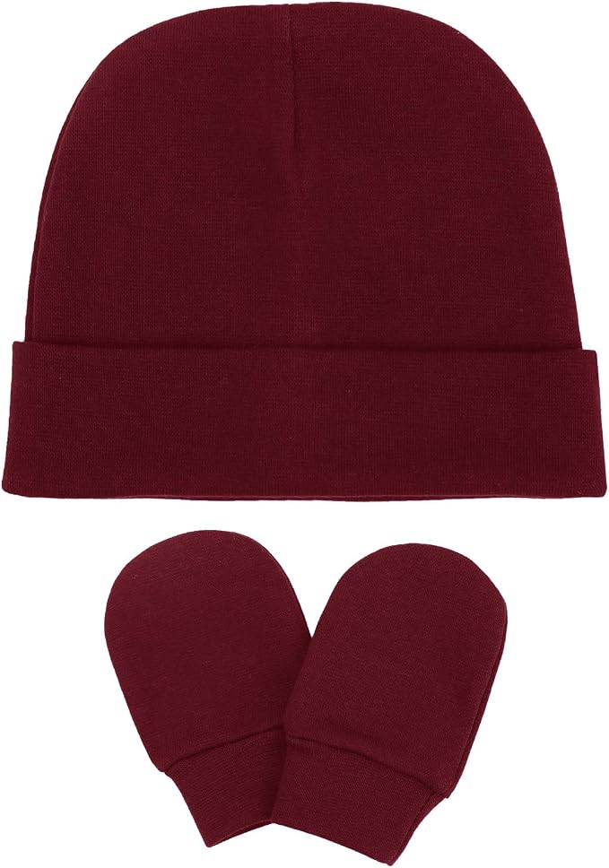 BQUBO Baby Hats and Mittens Infant Cotton Beanie Gloves No Scratch Set Newborn - Image 7