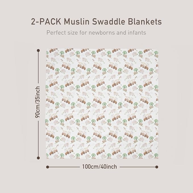 GLLQUEN BABY Muslin Swaddle Blankets 2Pk Receiving Blanket Large 35" x 40" | - Image 4