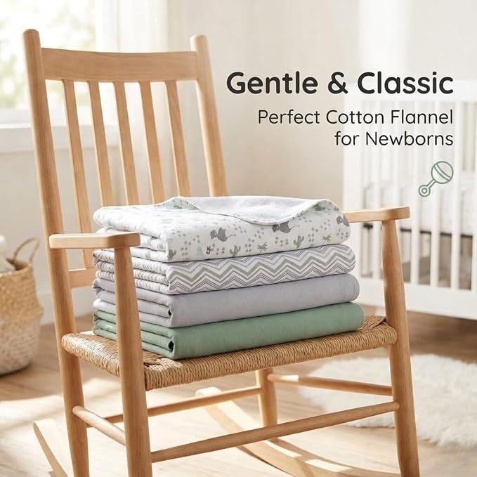 EVERYDAY KIDS 4 Pack Soft Flannel Receiving Blanket Set - Image 4