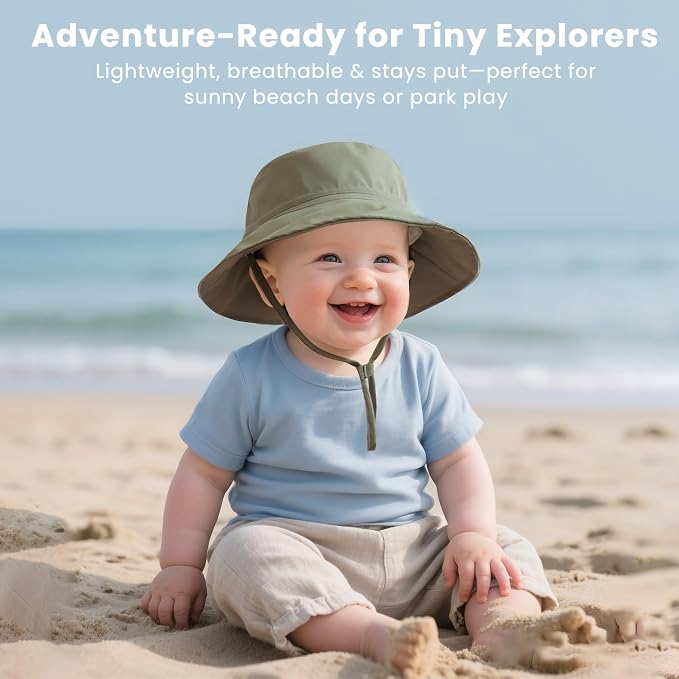 Konssy 2-Pack Muslin Baby Sun Hats - Image 5
