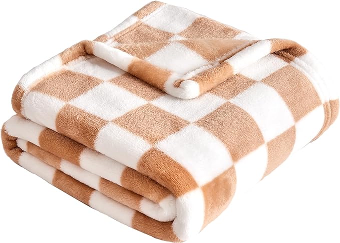 Yurhap Checkered Baby Blanket Fleece Baby Blankets Neutral by Yurhap