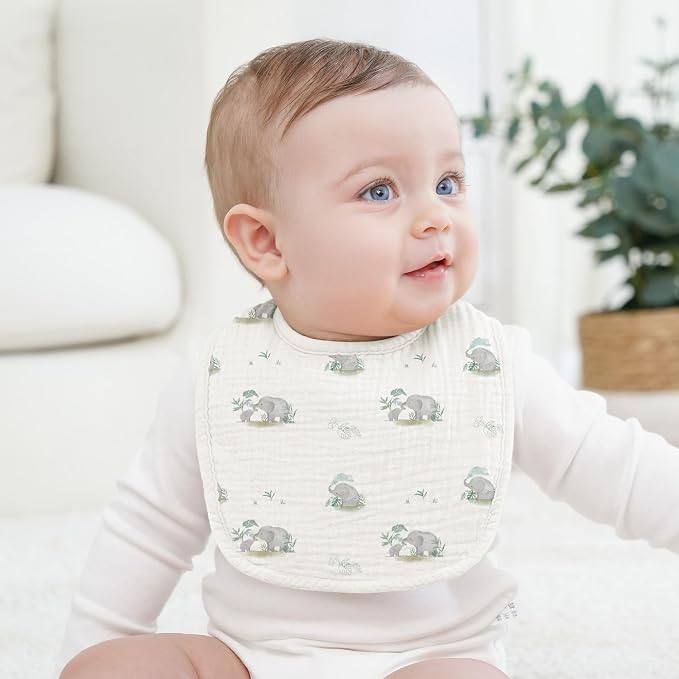 Bearmoss Baby Bibs for Drooling and Teething 100% Cotton Muslin Bibs | 8 - Image 4