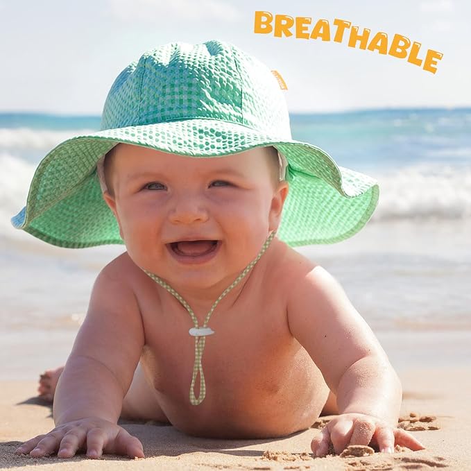 HONGTEYA Baby Sun Hat Wide Brim Adjustable Toddler Beach Bucket Hat | Soft - Image 2