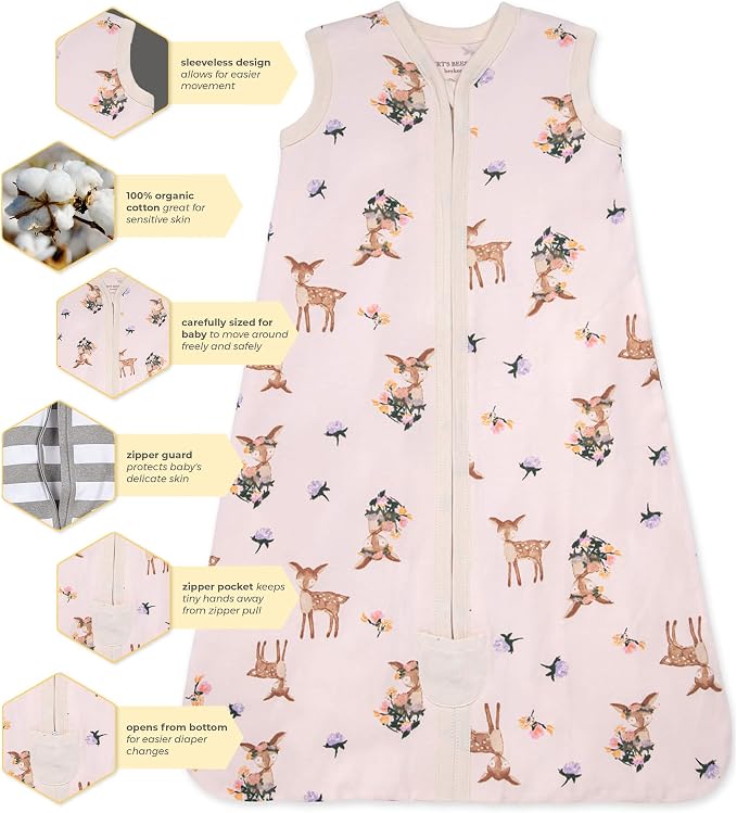 Burt's Bees Baby Infant Wearable Blanket, Organic Cotton Unisex Beekeeper - Image 4