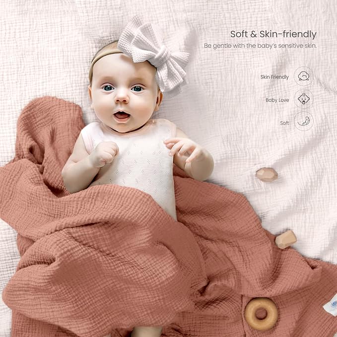 lulumoon Muslin Swaddle Blanket Baby: Cotton Receiving Wrap - Image 5