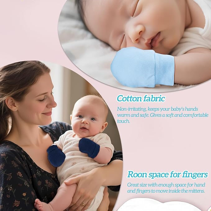 No Scratch Baby Mittens, Newborn Infant Toddler Mittens | Soft Elastic Wrist - Image 4