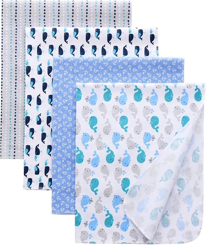 Gina Era Flannel Receiving Blankets, Baby Swaddle Blankets 100% Cotton 4 Pcs by GinaEra