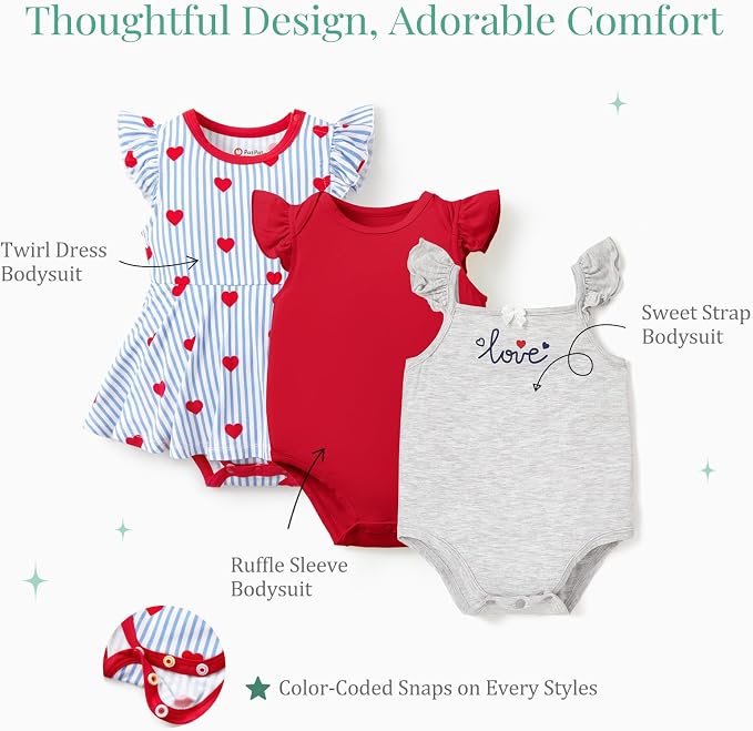 PATPAT Baby Girl Bamboo Viscose Bodysuits Set - Image 5