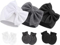 BQUBO Newborn Girls Hats Baby Hat and Mittens Set Infant Caps Bow Hospital by DRESHOW