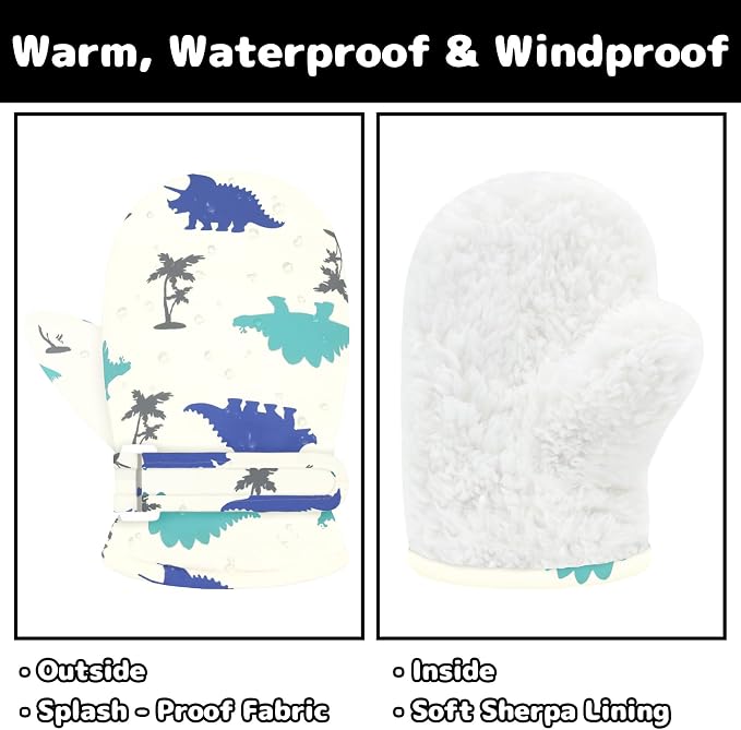 Olreco Baby Toddler Mittens Waterproof Infant Baby Winter Mittens Toddler Snow - Image 2