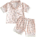 Kuriozud Toddler Baby Girl Pajamas Set Summer Floral Short Sleeve Button Down by Kuriozud