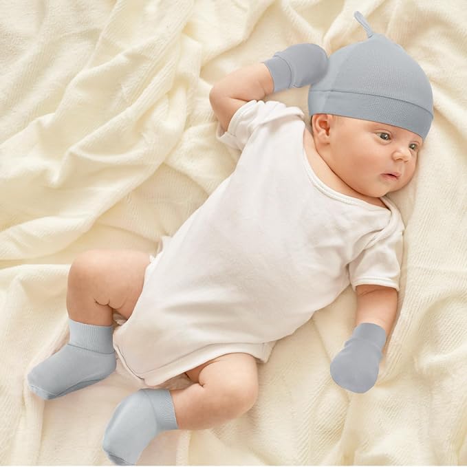 Toulite 10 Set Newborn Baby Socks Hat and Mittens Soft Ankle Sock Newborn - Image 5