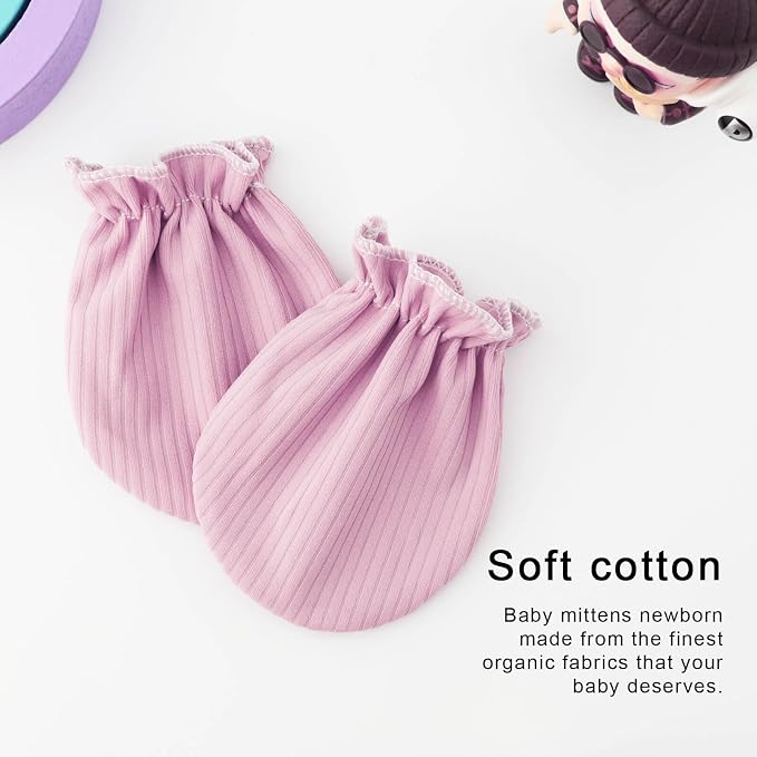 BQUBO Newborn Infant Toddler Mittens No Scratch Cotton Elastic Wrist Gloves - Image 5